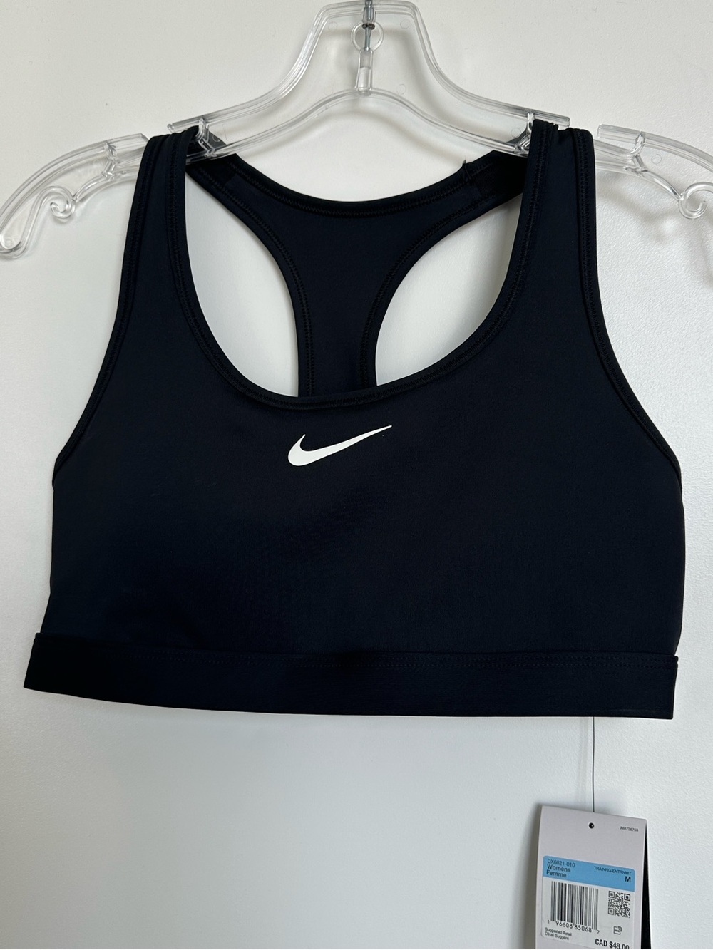 Nike Black Racerback Dri-FIT Sports Bra with White Swoosh